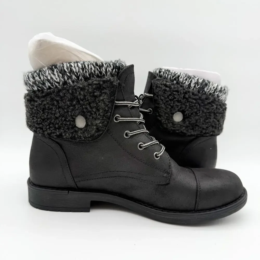 Cliffs by White Mountain Womens Duena Ankle Booties US 8.5 M Black Knit NIB